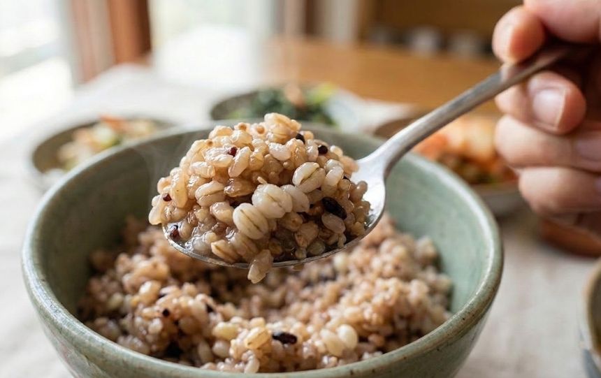 혈당 조절과 소화에 무리를 주지 않는 적절한 비율의 현미 잡곡밥