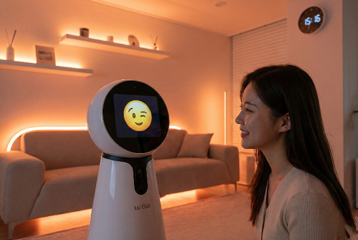 사용자와 감정적으로 교감하며 집안 분위기를 조절하는 LG전자 반려 로봇 이미지