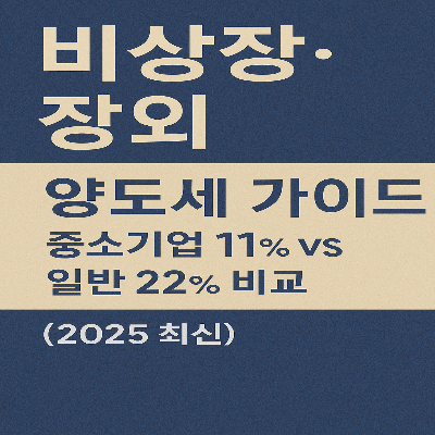 비상장&middot;장외 양도세 가이드｜중소기업 11% vs 일반 22% 비교 (2025 최신)