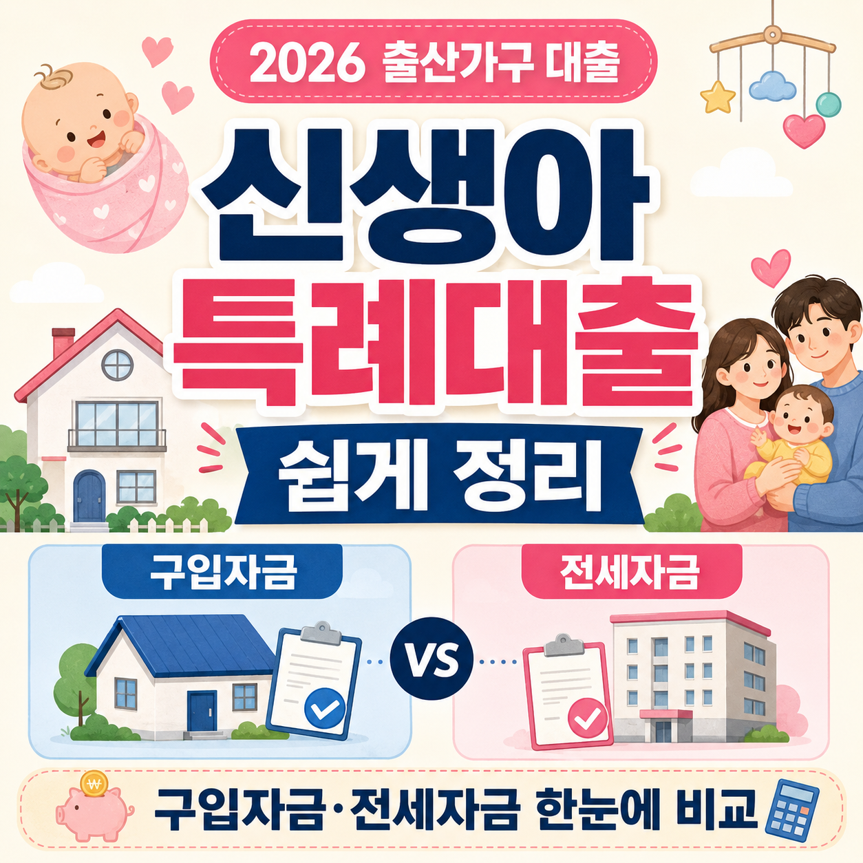 2026 신생아 특례대출 구입자금 전세자금 비교 이미지