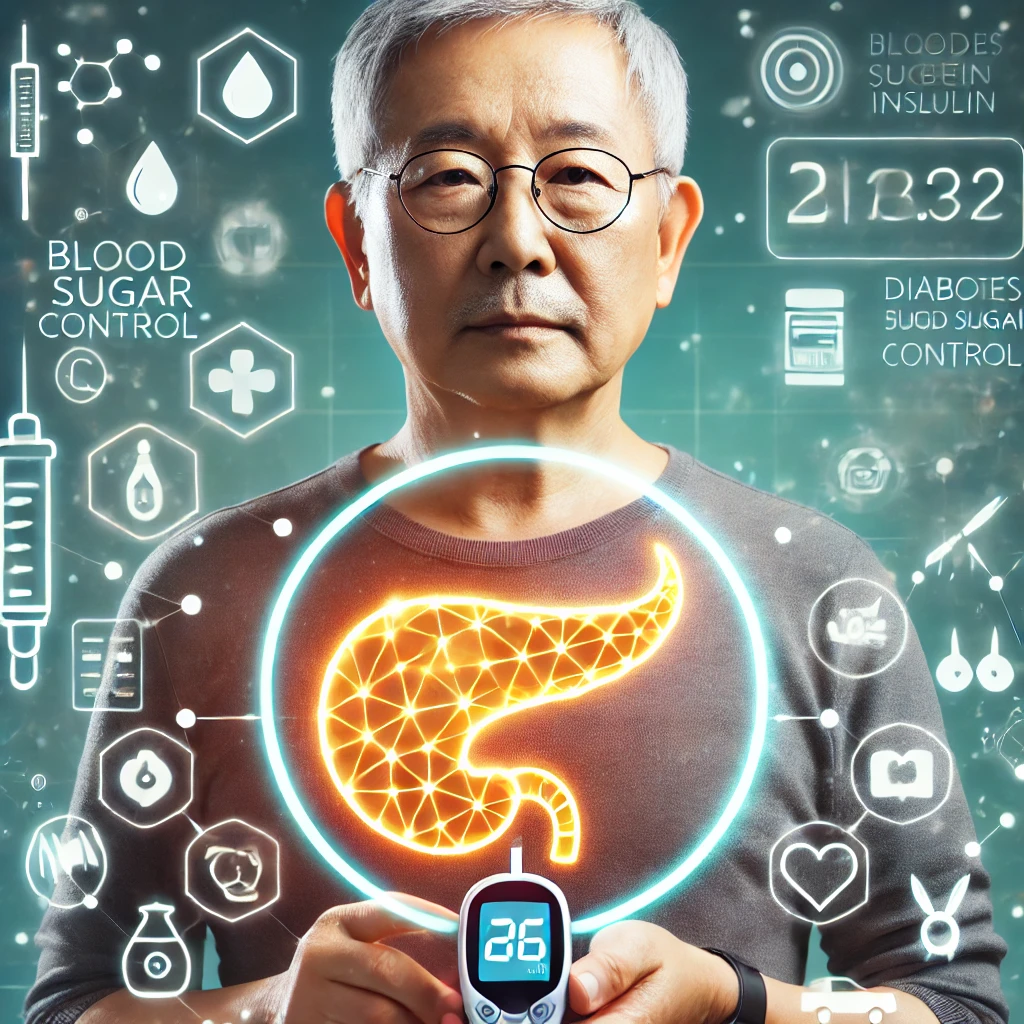췌장이 혈당관리의 중심임을 표현하는 이미지