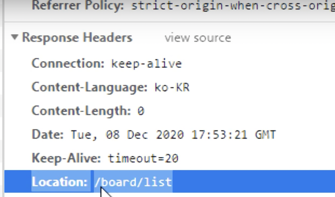 BoardController의 register 메서드가 redirect:/board/list로 이동하는 흐름을 나타낸 다이어그램