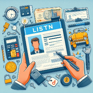 차량 관련 문서와 자격 정보 작성 중인 상황