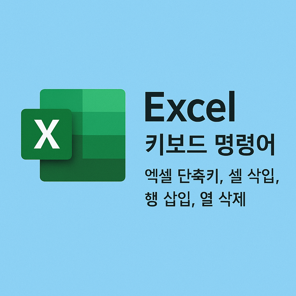 엑셀 단축키, 셀 삽입, 셀 삭제, 행 삽입, 열 삭제, Excel 키보드 명령어