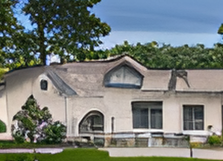 1층 집 전경과 뒤의 나무들(부동산)