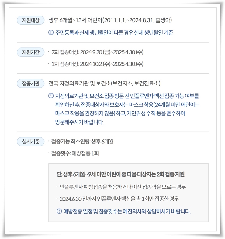 "2024 독감 무료 접종" 나이에 따라 접종 일정이 달라요. 알려 드릴 게요!