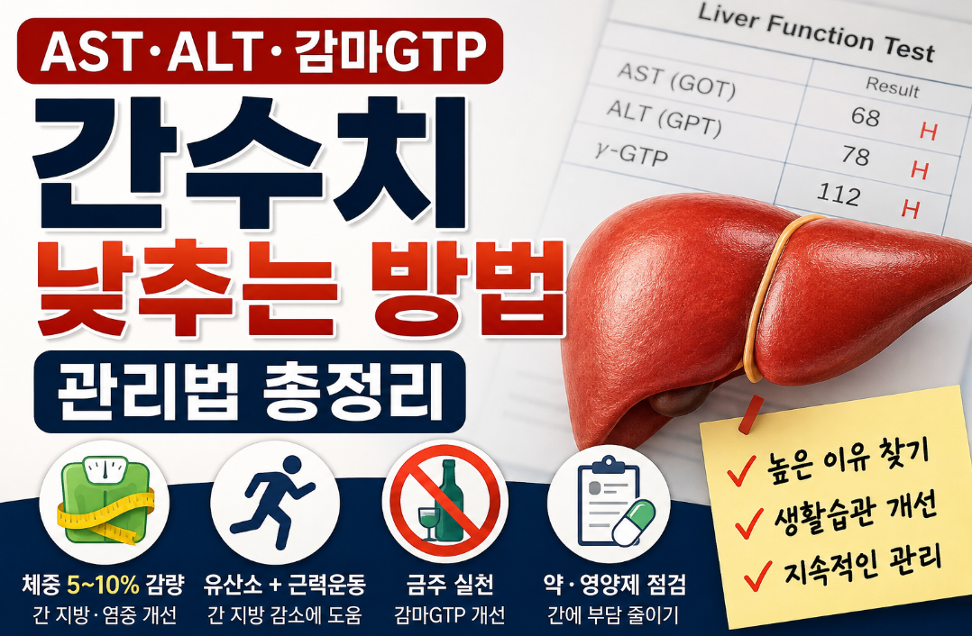 간수치 낮추는 방법｜AST&middot;ALT&middot;감마GTP 높을 때 관리법