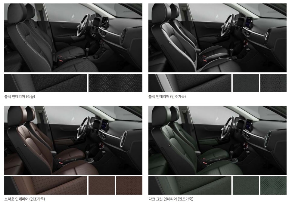 더 뉴 모닝의 인테리어 목록입니다(출처 : 기아).