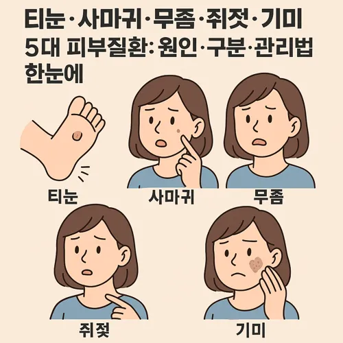 티눈·사마귀·무좀·쥐젖·기미 5대 피부질환 썸네일