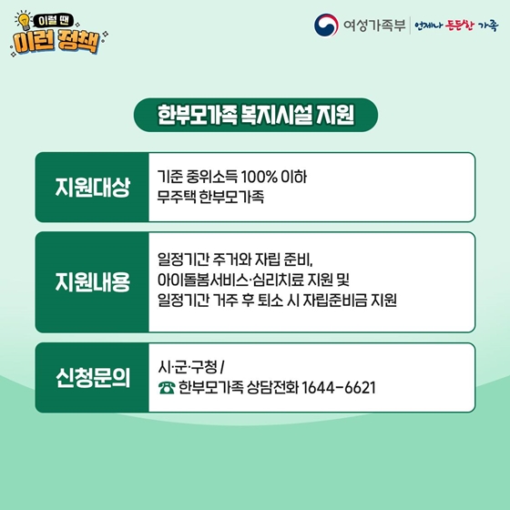 한부모가족 복지서비스
