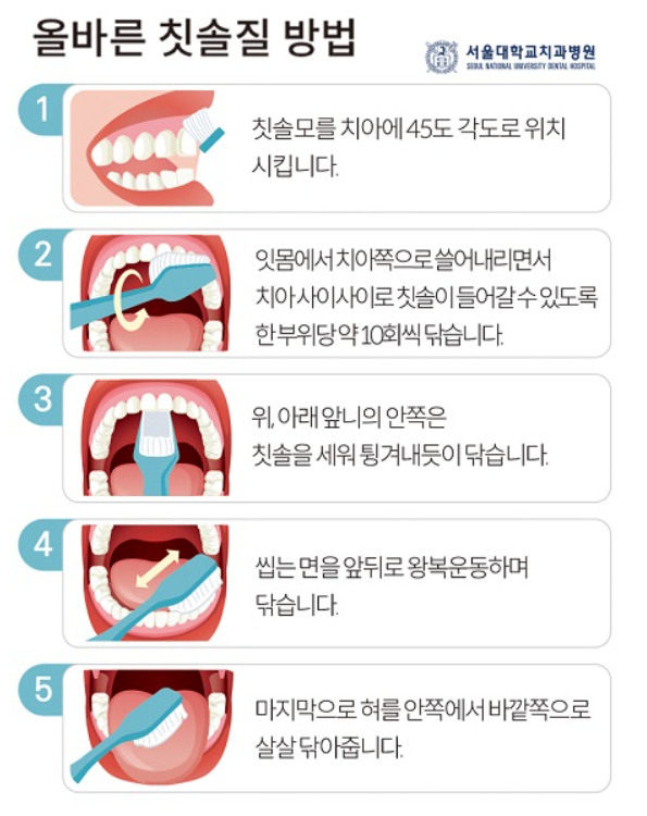 올바른 양치질 방법&#44; 이빨은 물론 혀까지 꼼꼼하게 닦아준다.