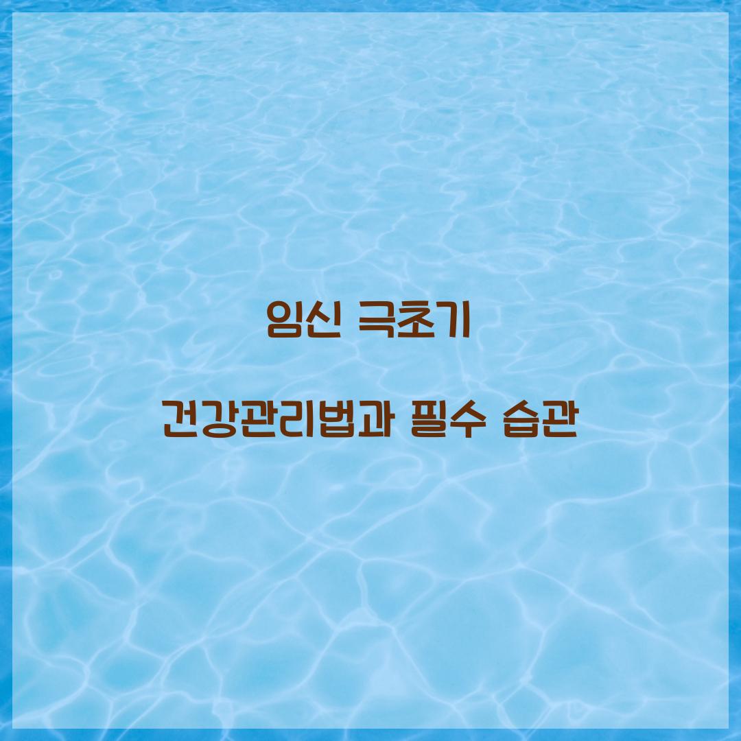 임신 극초기 건강관리법