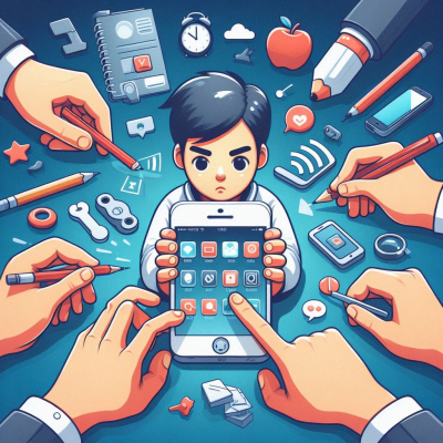 여러 손들이 하나의 태블릿을 수리하거나 조작하고 있는 협업 장면