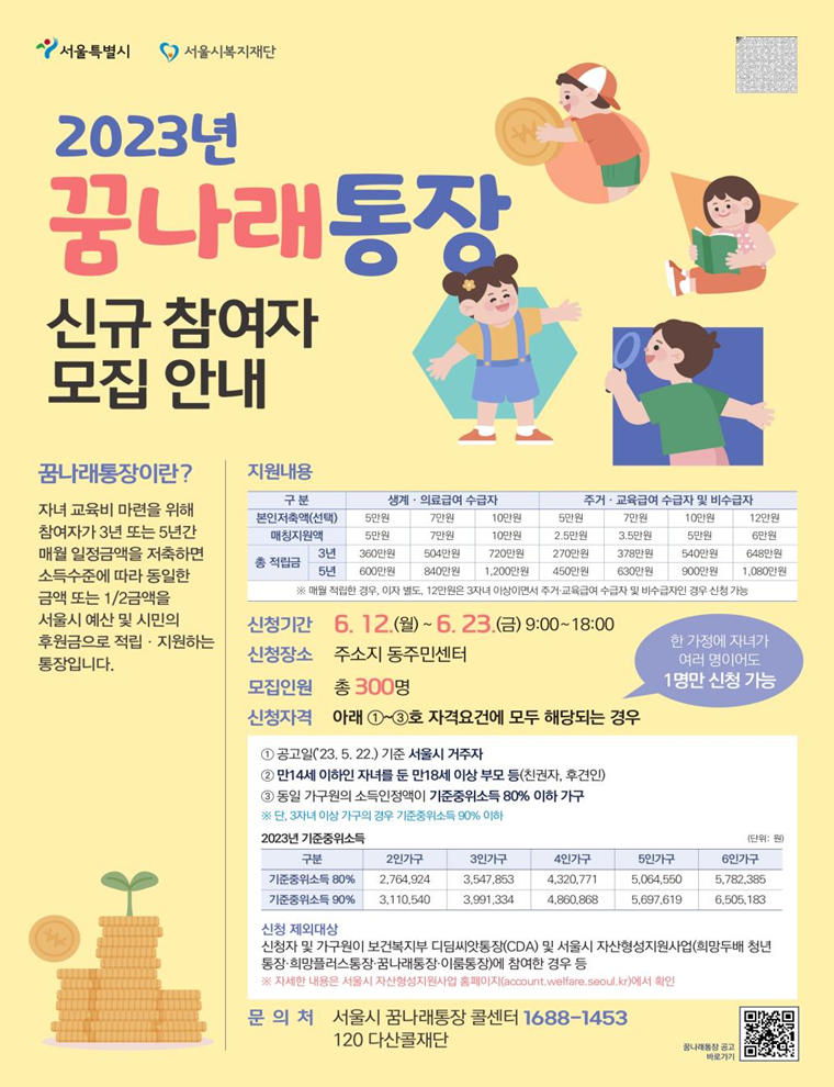 2023년 꿈나래통장 모집안내