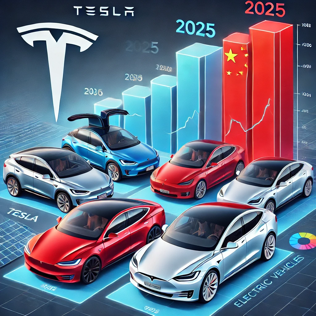 테슬라와 중국 전기차 브랜드의 시장 점유율 비교 차트