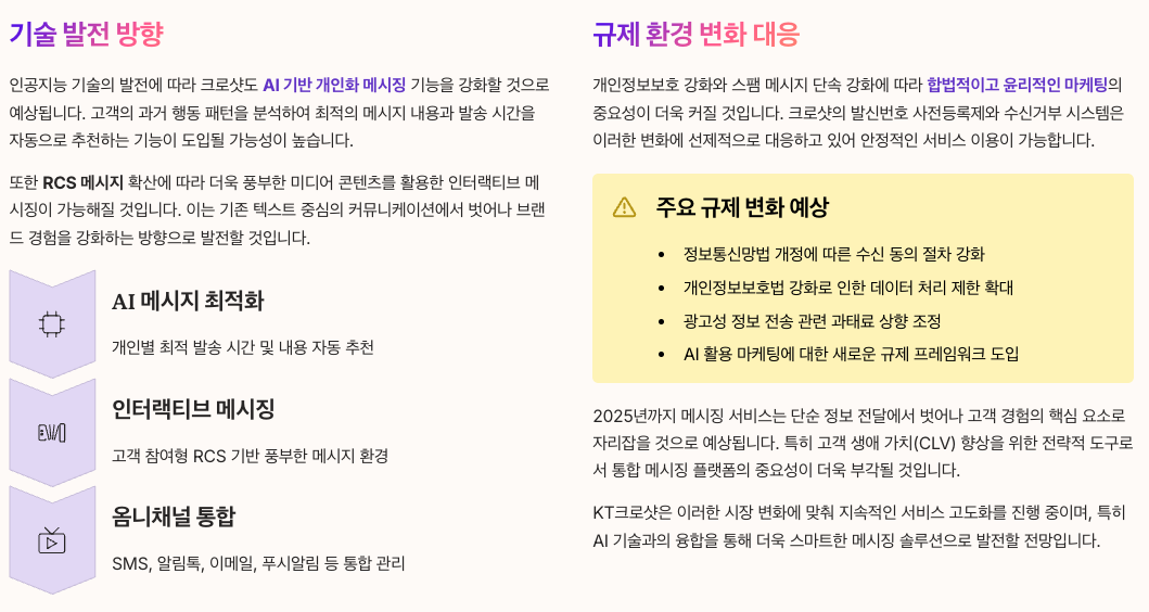 2025년 크로샷 서비스 전망 섹션 정리 이미지