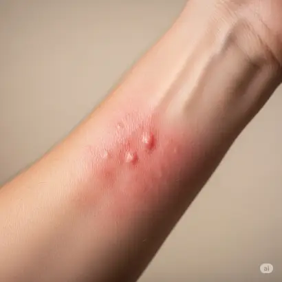 식물 알레르기 발진이 일어난 피부상태