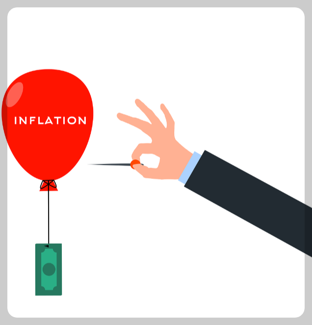 인플레이션 풍선을 터트리려는 핀