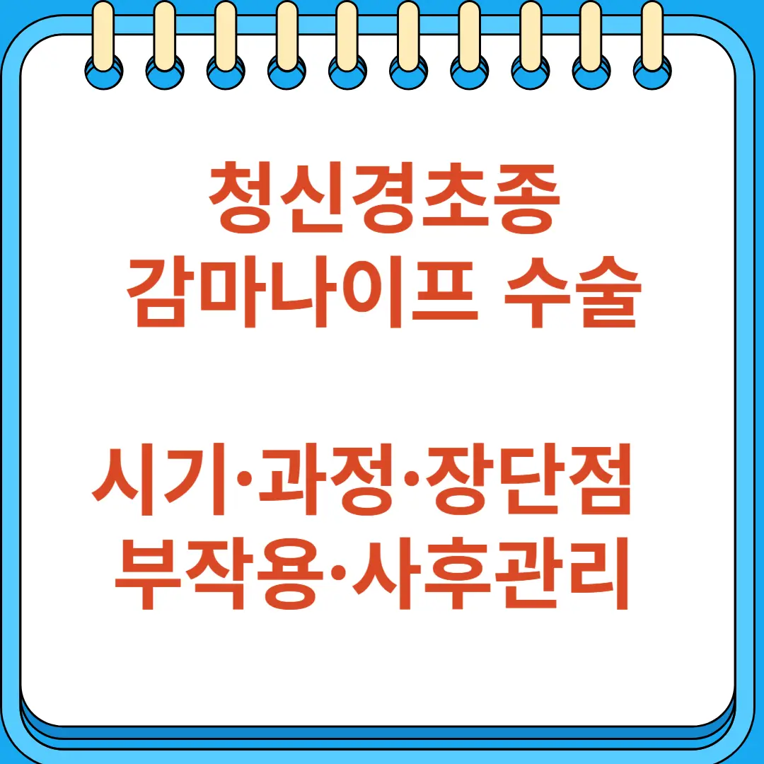 청신경초종 감마나이프 수술 시기·과정·장단점·부작용·사후관리