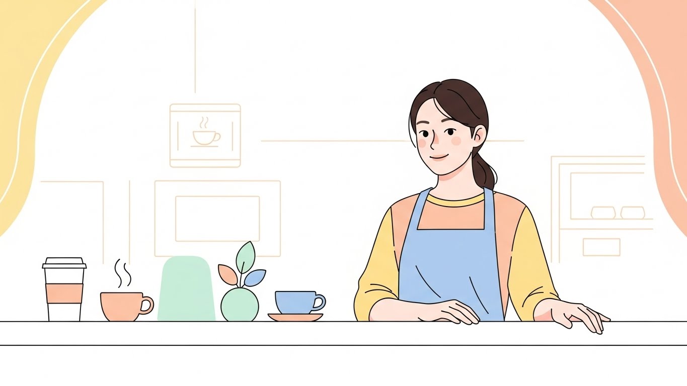 1인 창업을 성공적으로 운영하는 여성의 모습으로, 현실적인 성취 가능성을 나타냅니다.