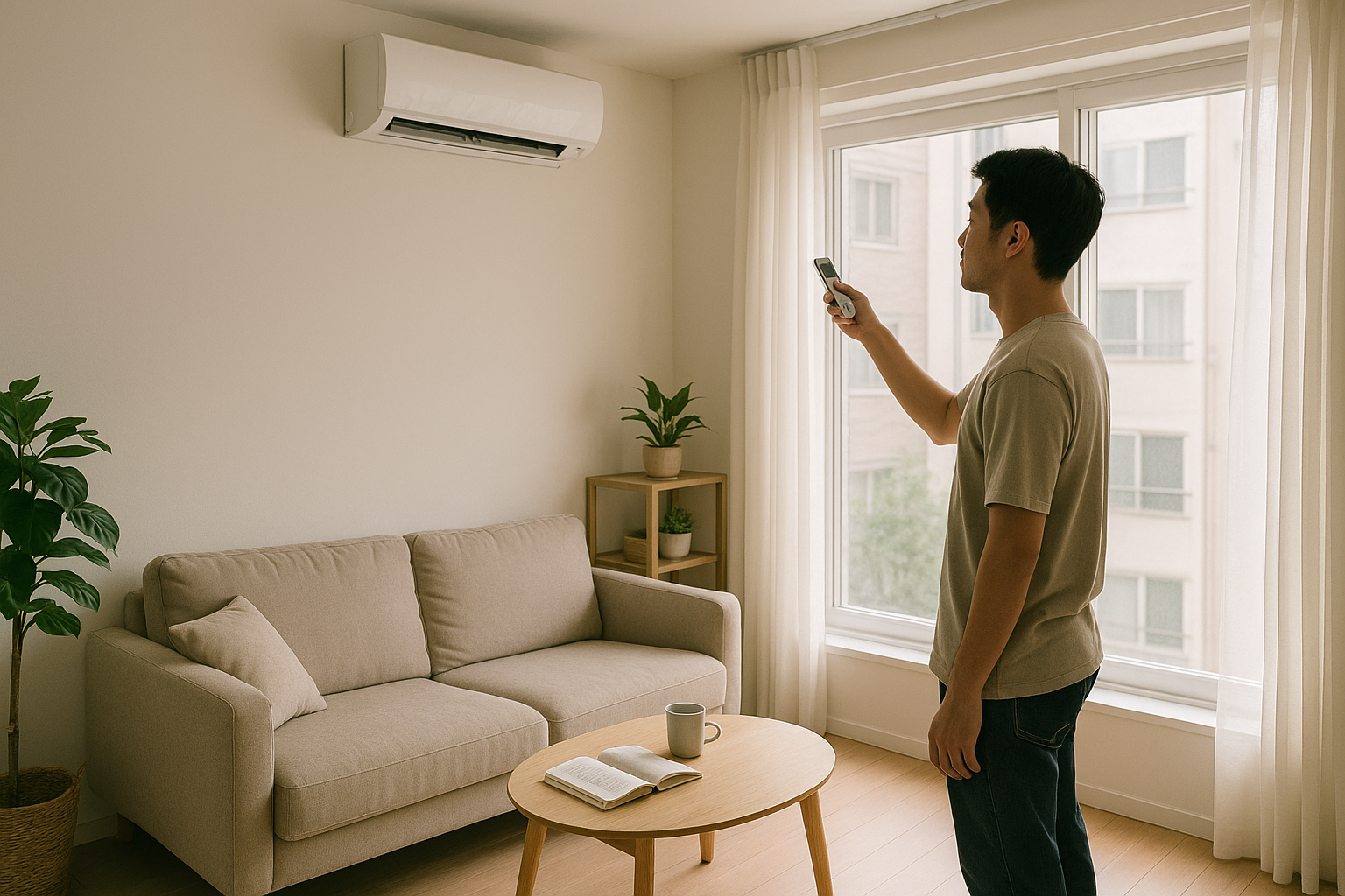 월세 부담을 줄이기 위한 20대 청년의 원룸 거실 실사 사진