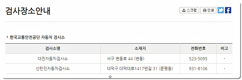 검사장소 안내