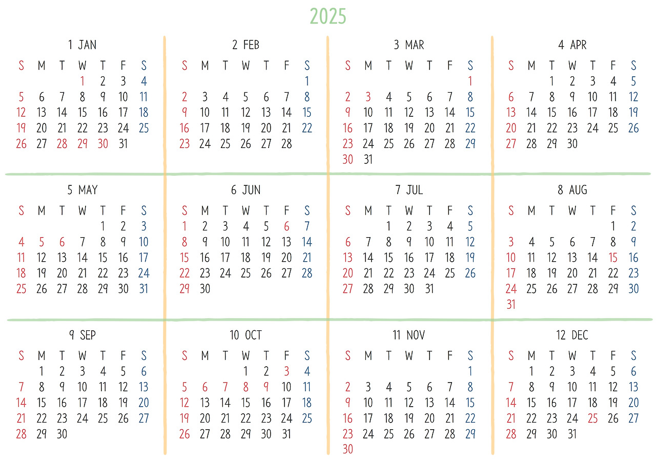 2025년 달력 무료 다운로드
