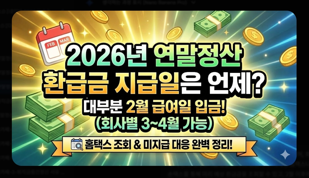 2026 연말정산 환급금 지급일 완벽정리