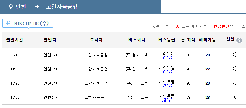 인천시외버스터미널에서 하이원리조트/강원랜드 가는 방법