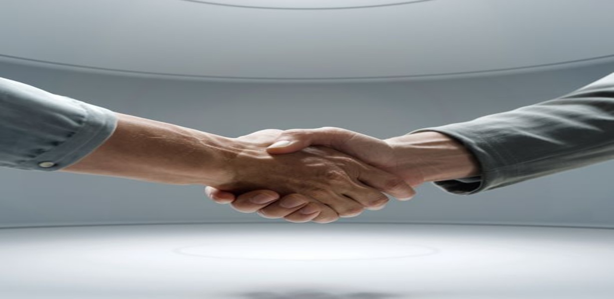 중고거래 환불 및 분쟁 해결을 상징하는 악수 이미지