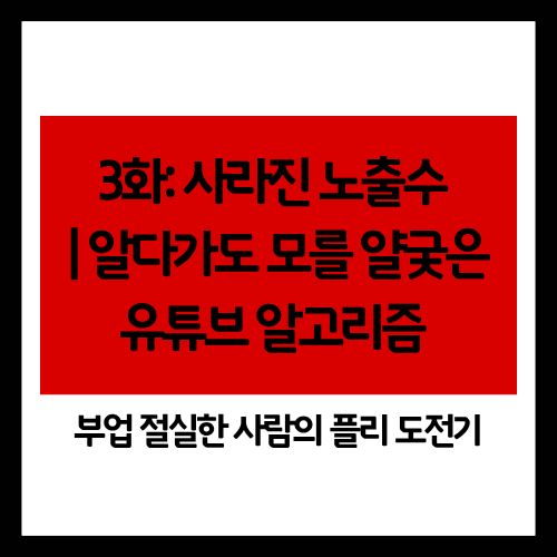 3화: 사라진 노출수 ❘ 알다가도 모를 얄궂은 유튜브 알고리즘 ❘ 그리고 깜짝 선물처럼 터진 조회수 1000
