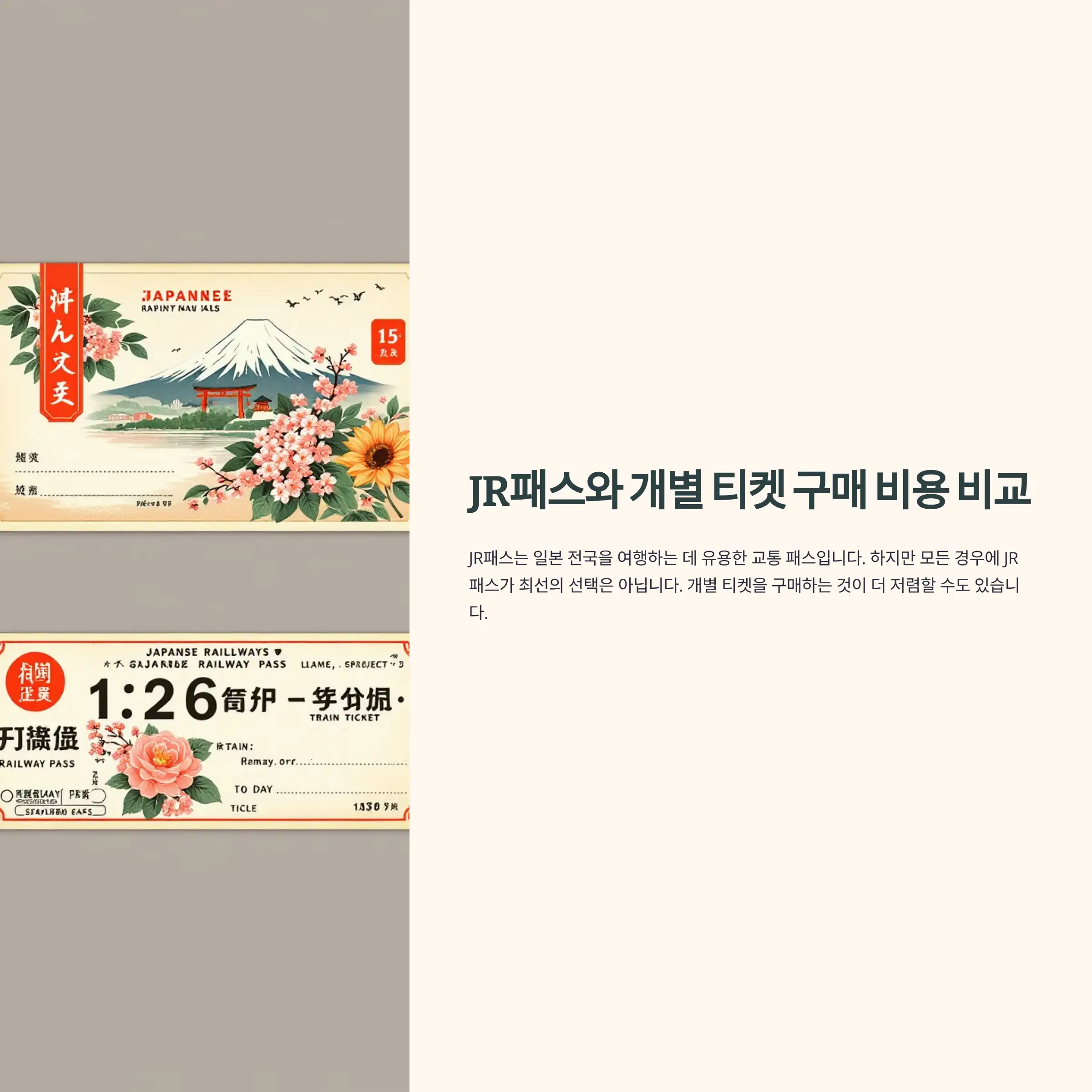 JR패스와 개별 티켓 단점