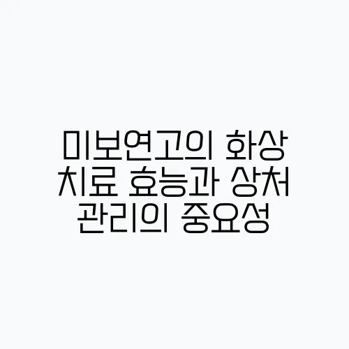 미보연고의 화상 치료 효능과 상처 관리의 중요성
