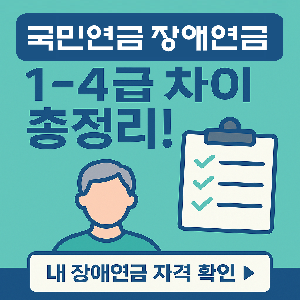 국민연금 장애연금 1~4급 차이 총정리|등급별 혜택과 지급액 한눈에 보기 (2025 최신)