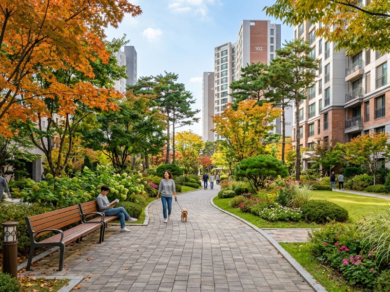 쾌적한 아파트 단지 내 산책로