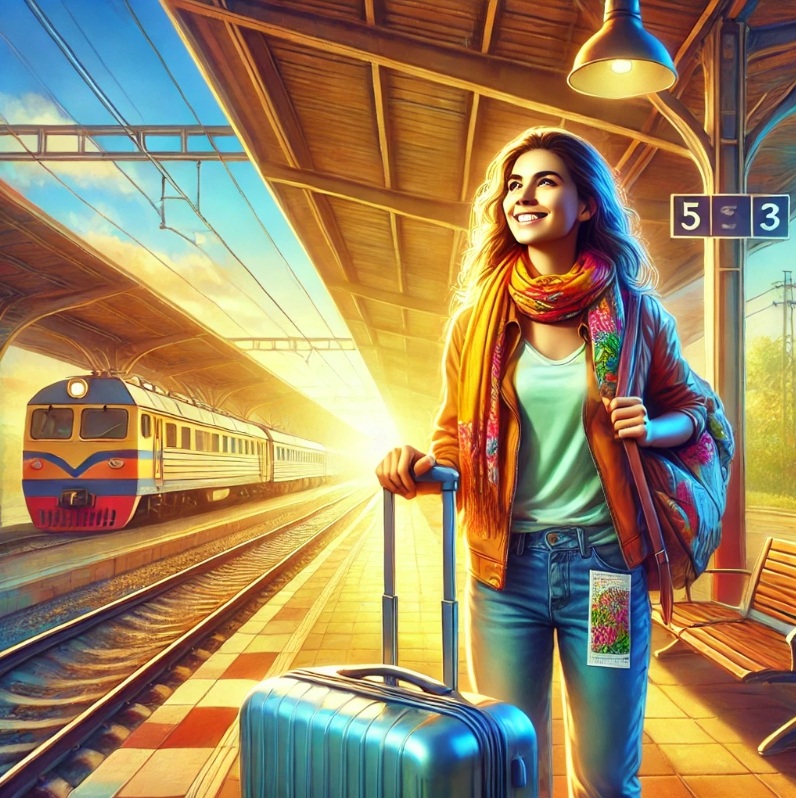 혼자 처음으로 떠나는 여행을 나타내는 이미지입니다.