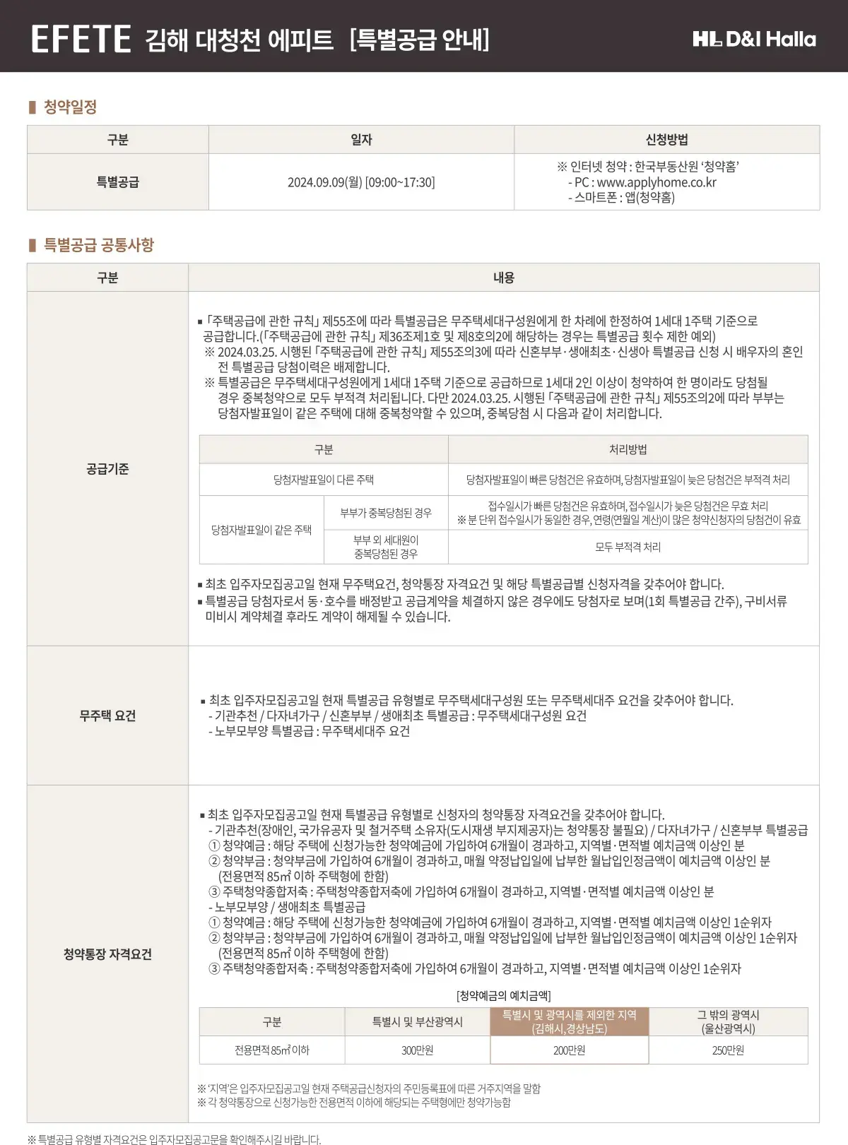 김해 대청천 에피트 청약일정 분양정보 - 청약 일정, 이것만은 꼭 기억하세요! 특별공급 안내