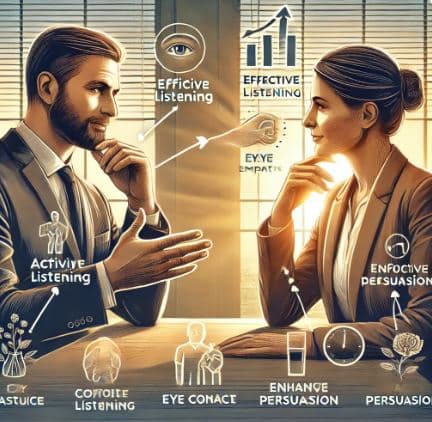 성공적인 대화법과 설득력을 높이는 커뮤니케이션 기술을 표현한 이미지