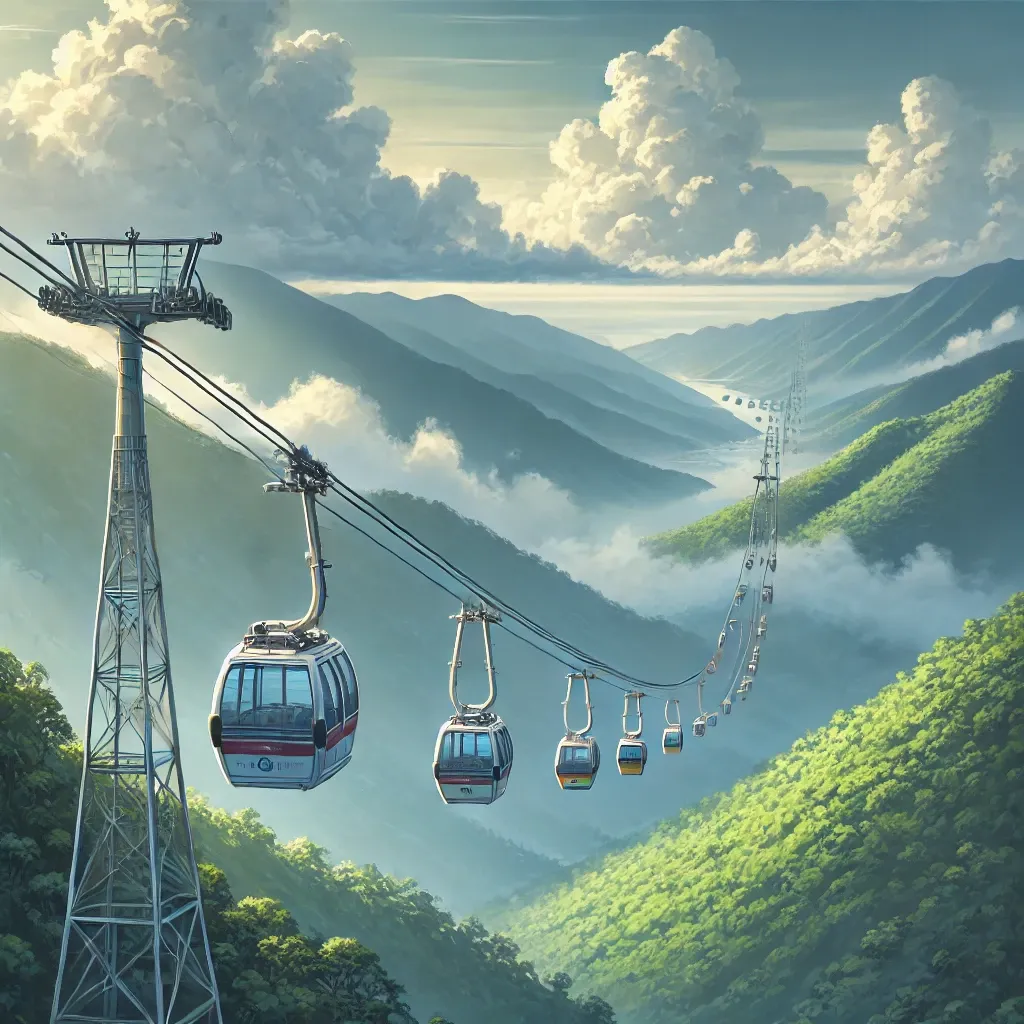 바나힐 케이블카와 울창한 산과 계곡의 풍경