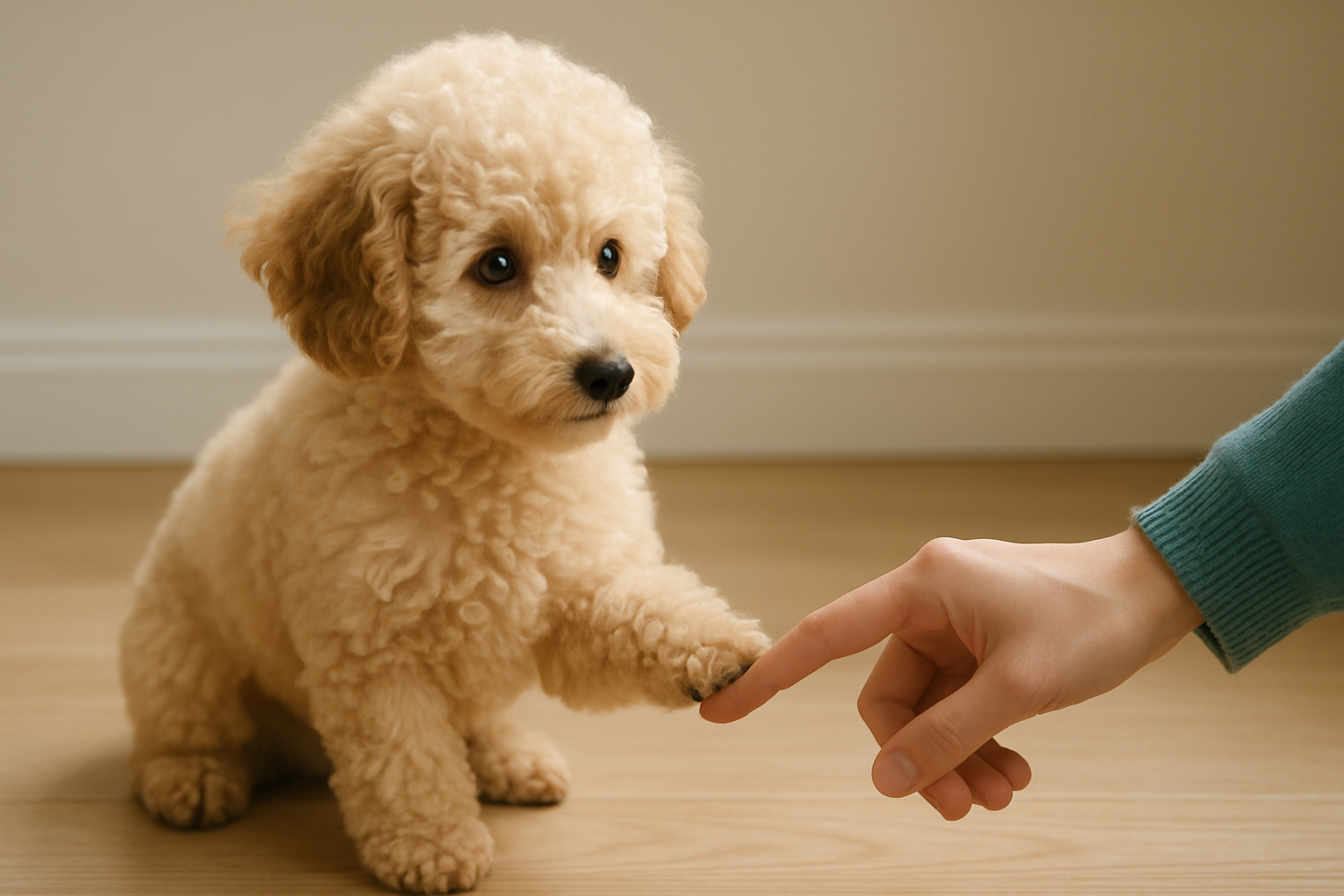 주인과 강아지가 서로 교감을 나누는 사진