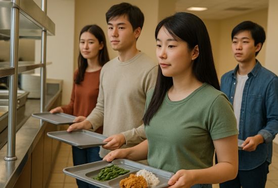 한끼천원 구내삭당을 이용하는 대학생들