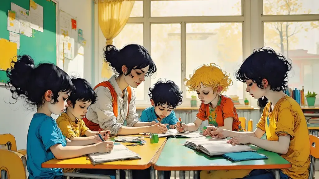교실에서 공부하는 아이들
