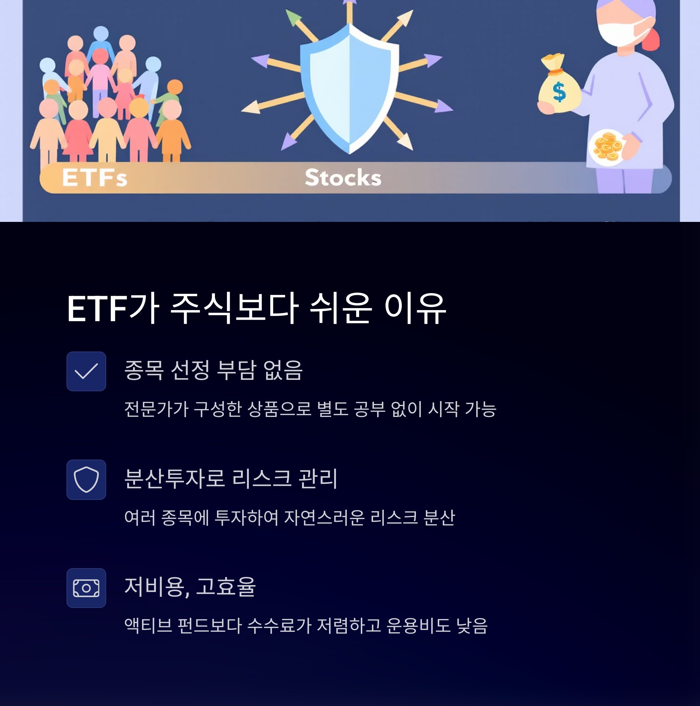 ETF와 주식의 비교 관련 그림