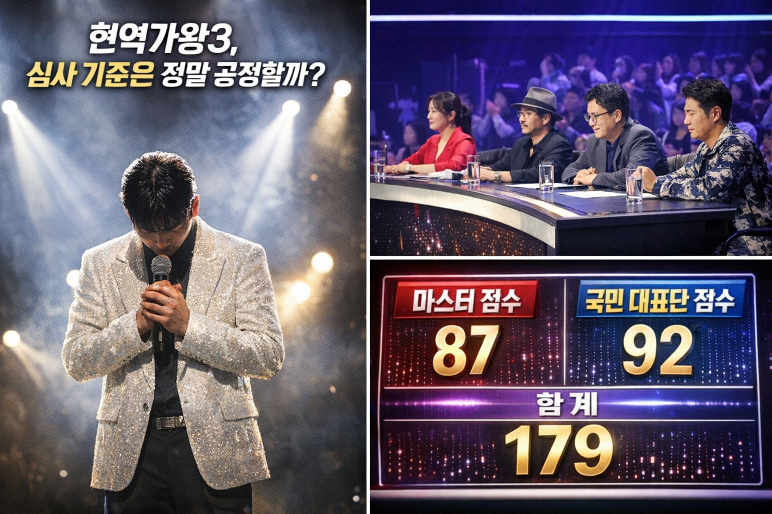 현역가왕3 심사와 점수의 긴장 (AI 직접 제작)