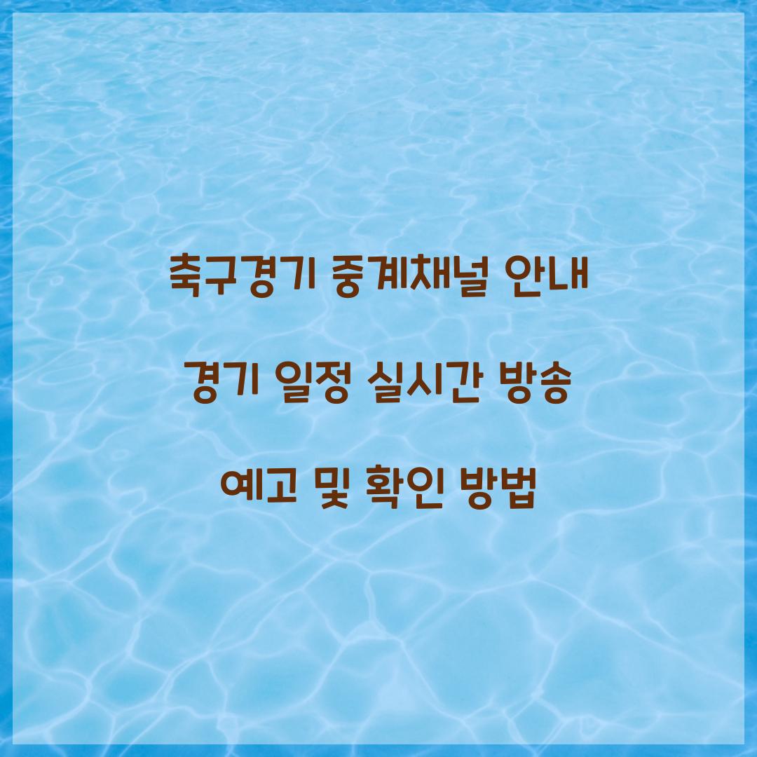 축구경기 중계채널