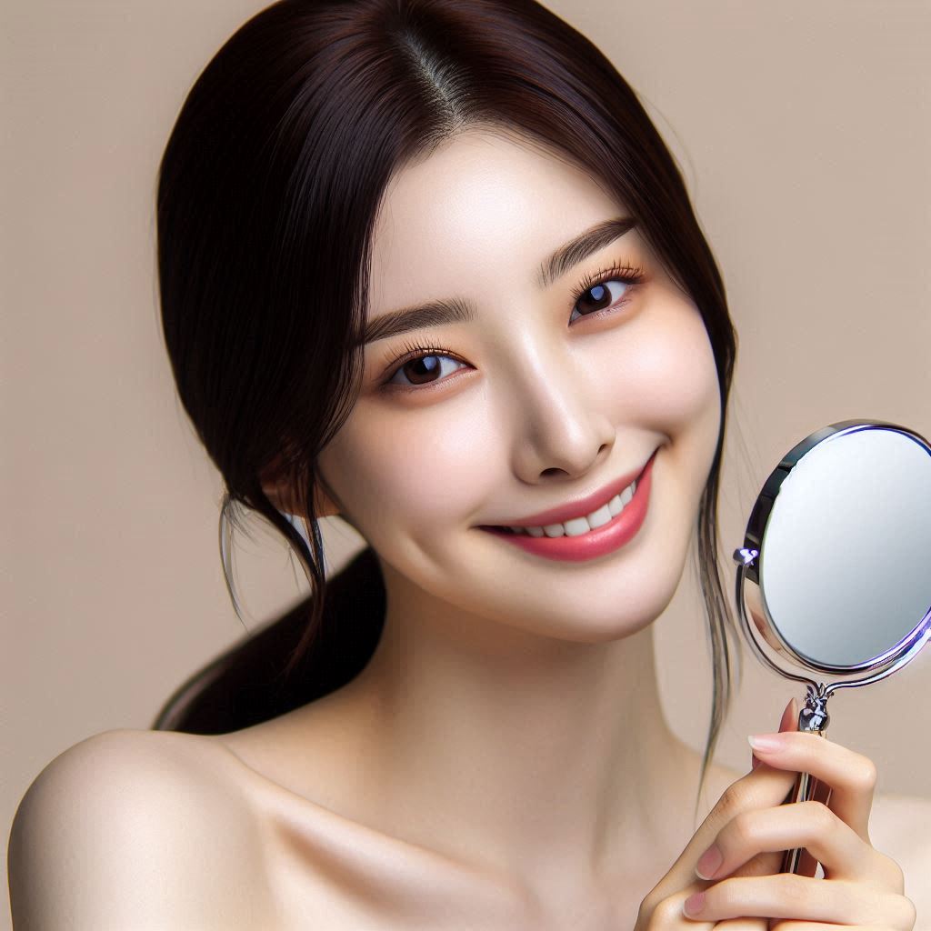 거울을 들고있는 여자