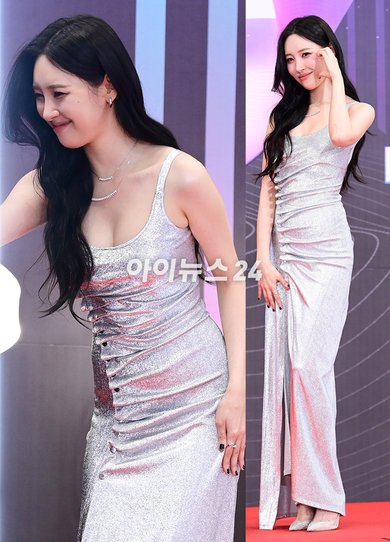 가수 선미가 15일 오후 서울 여의도 KBS홀에서 열린 &#39;2023 뮤직뱅크 글로벌 페스티벌&#39; 레드카펫 포토월 행사에 참석하고 있다. [사진=정소희 기자]