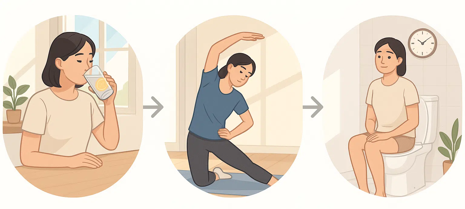 기상 후 물 마시기 &rarr; 스트레칭 &rarr; 화장실 루틴
