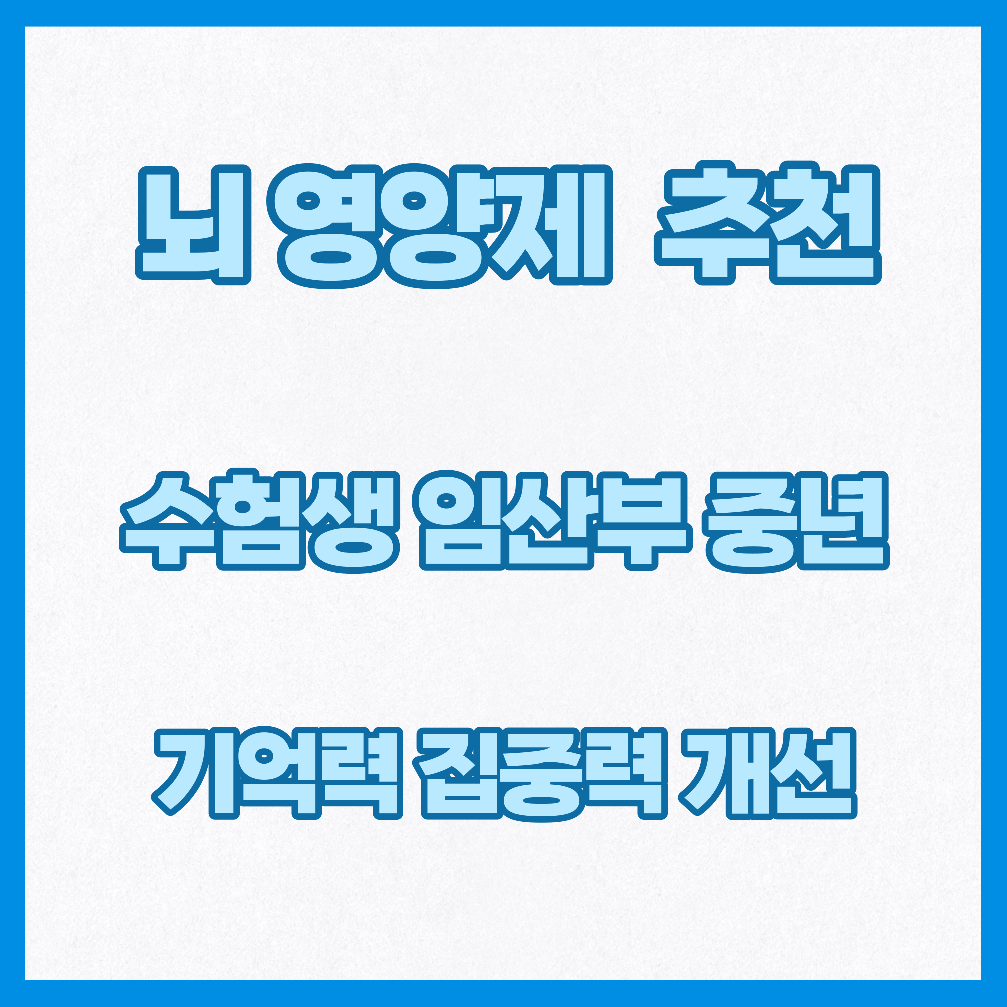 뇌 영양제 기억력 집중력 향상