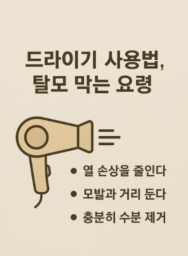 드라이기 사용법, 탈모 막는 요령